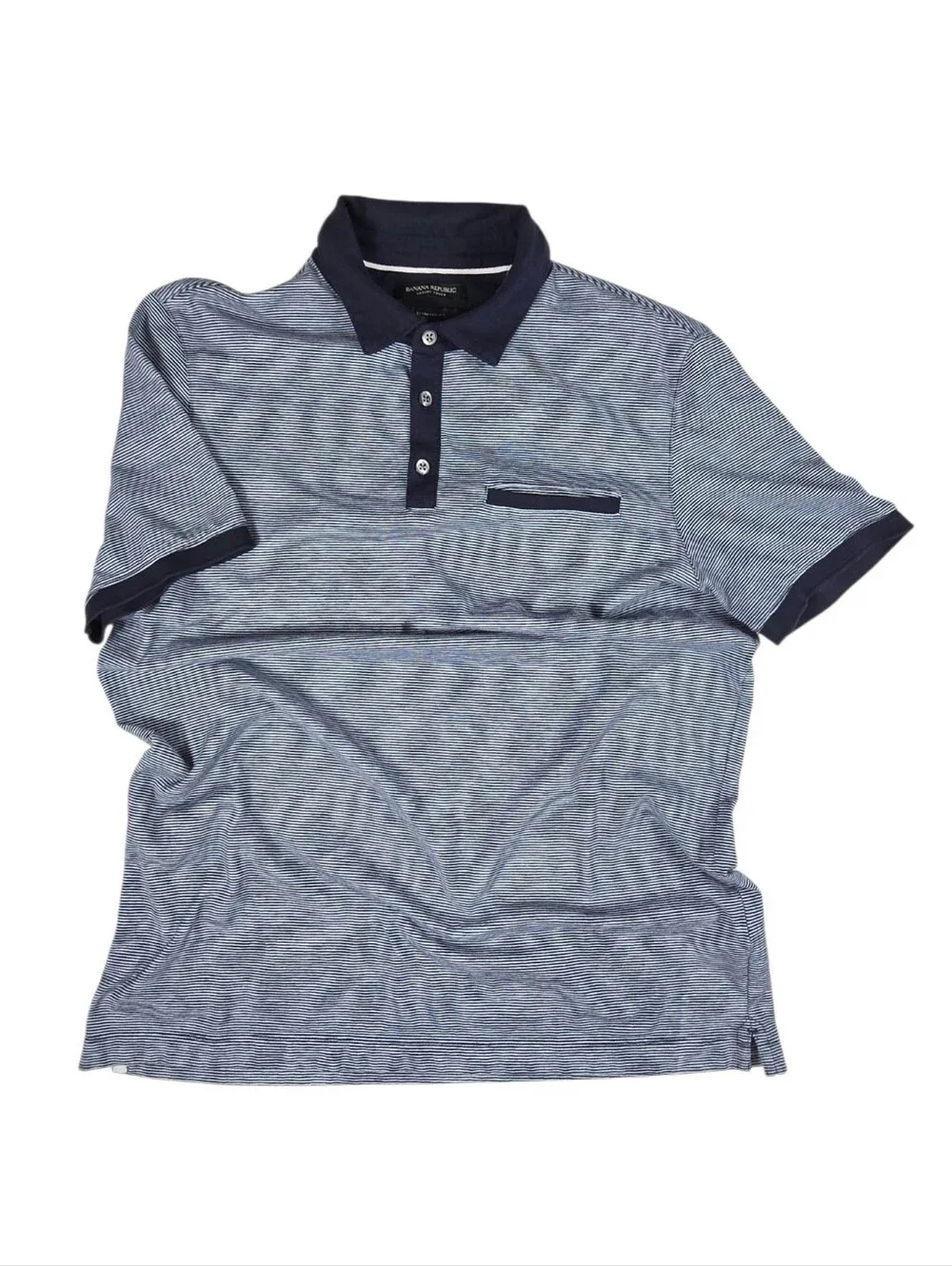 Banana Republic Luxury Touch Standard Fit Short Sleeve Polo Shirt Striped Large